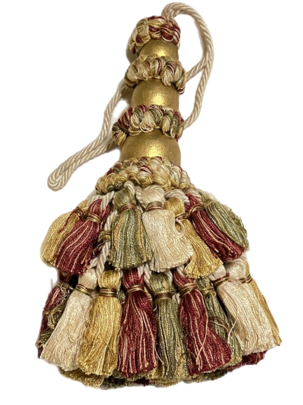 Gigantic Tassel - Dark Red / Gold / Green - Off White